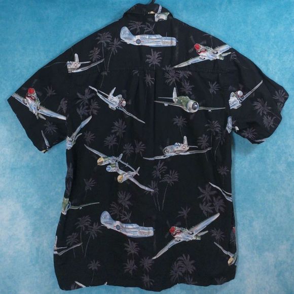 High Seas Trading Co. Airplanes & Palm Trees Button Up Men's Shirt, Size Small - Picture 2 of 6